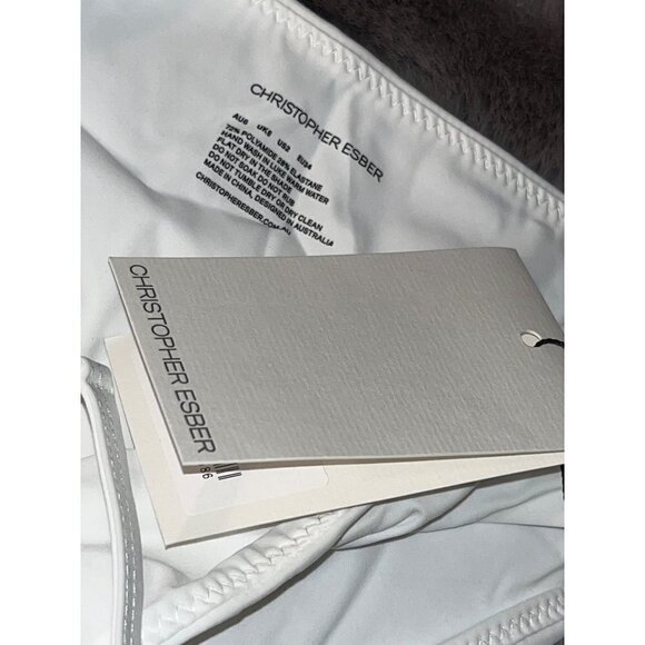 CHRISTOPHER ESBER Looped Tie Bikini Bottom in White 2 New Womens Swimsuit - Picture 9 of 11